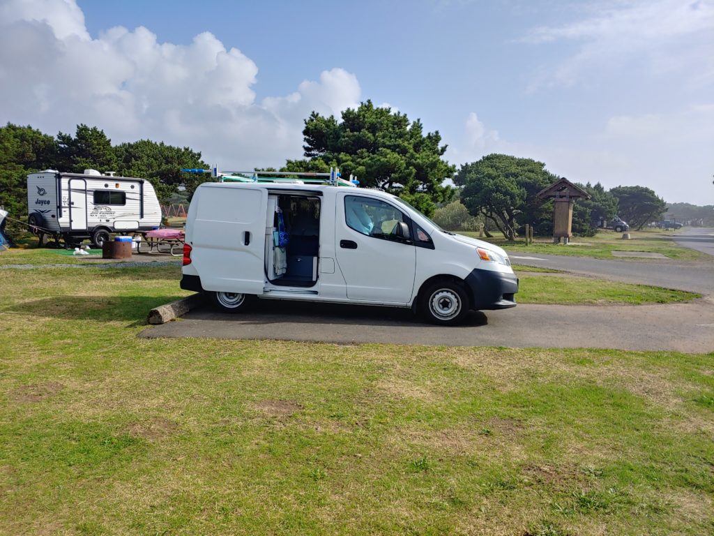 Kate the Van parked at Nehalem State Park