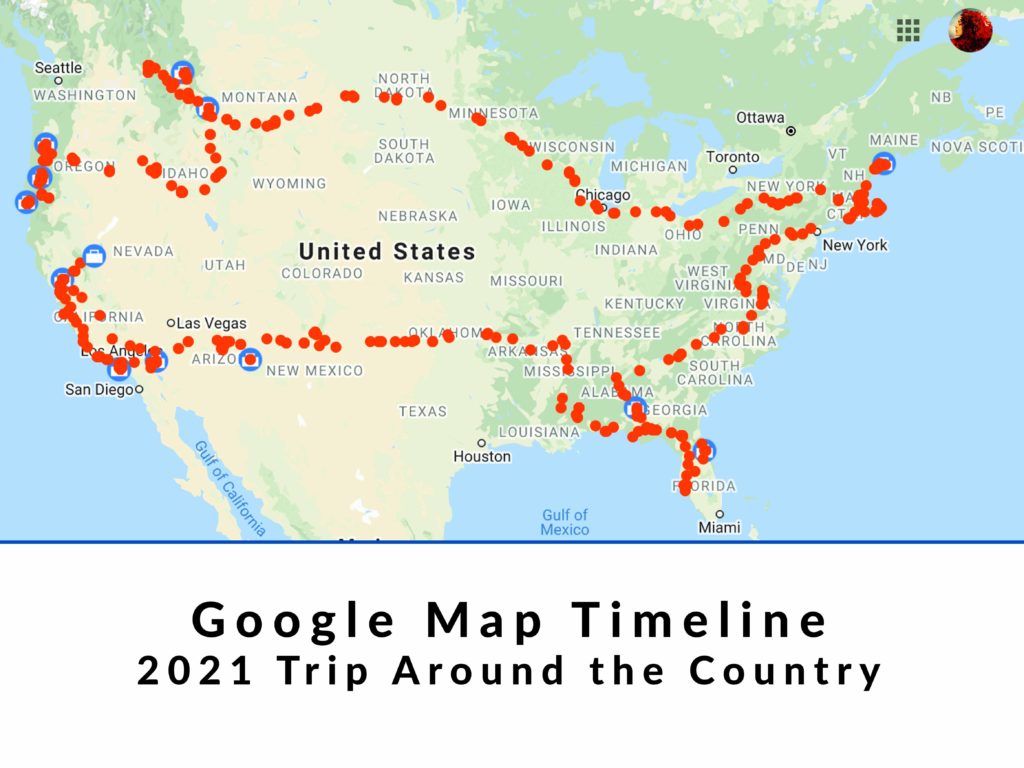 Google Map Timeline of Trip Around USA